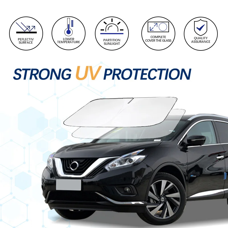 Pára-brisa do carro Sun Shade para Nissan Murano, Verão Viseira Protetor, Blocos Dobráveis, Raios UV Acessórios Proteção