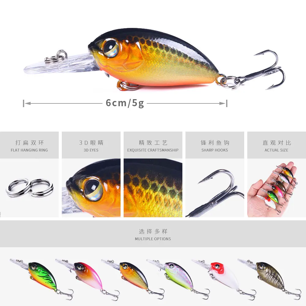 Señuelos Crankbait 6 cm profundidad media para lubina y lucio - imagen 5