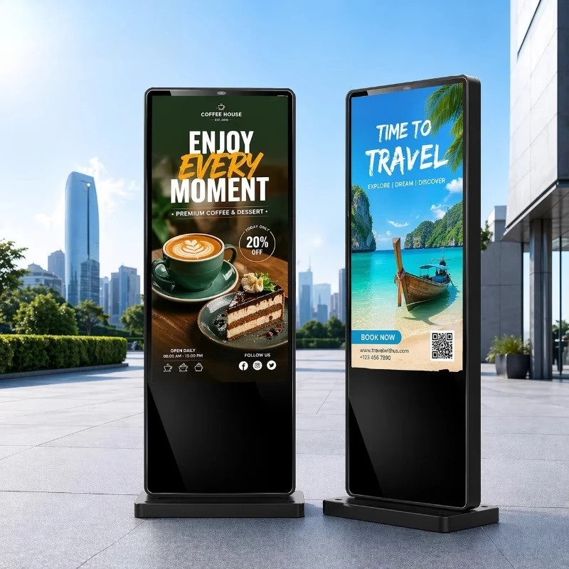 Ultra Bright 4000nits Outdoor Digital Signage Waterproof IP65 Advertising Player Drive Thru Restaurant Menu Board Display Totem