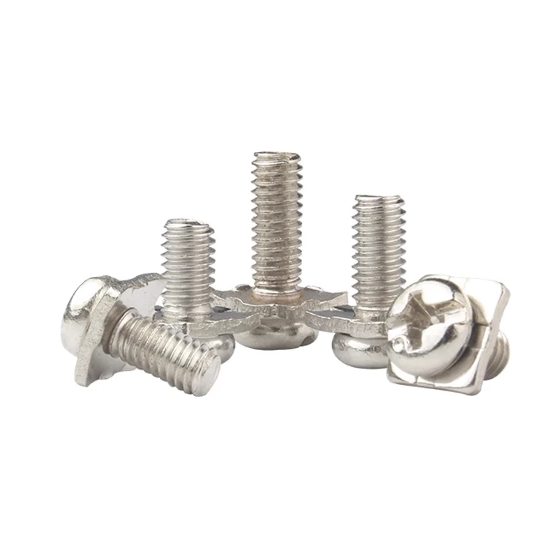 M3 M3.5 M4 M5 Vernikkeld Kruis Ronde Kop Vierkante Combinatie Schroef Kruis Pan Hoofd Met Vierkante Ring Platte Kop Bout