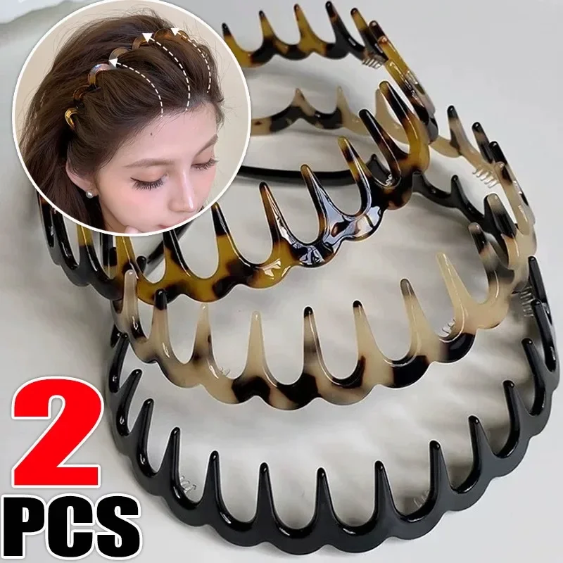 1/2pcs Korean Foldable Non-Slip Headband Women Girls Hair Hoop Thin Plastic Hair Band Hair Clip Headwear Face Wash Hairband