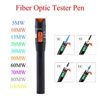 1PCS Fiber Optic Tester Tool Kit 5MW/10MW/15MW/20MW/30MW/50MW/60MW FTTH Optic Pen SC/FC/ST Adjustable Red Laser Power Meter