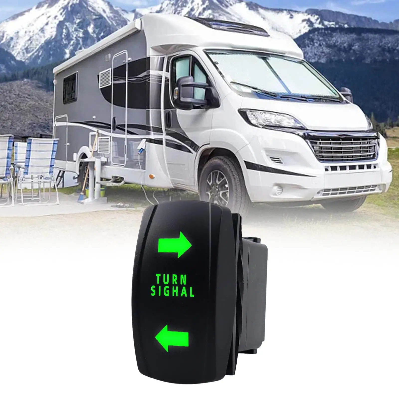 12V 20A Turn Signal Switch for Automobile RV Camper with Blue Green Rocker Toggle Overcurrent Overheat Protection
