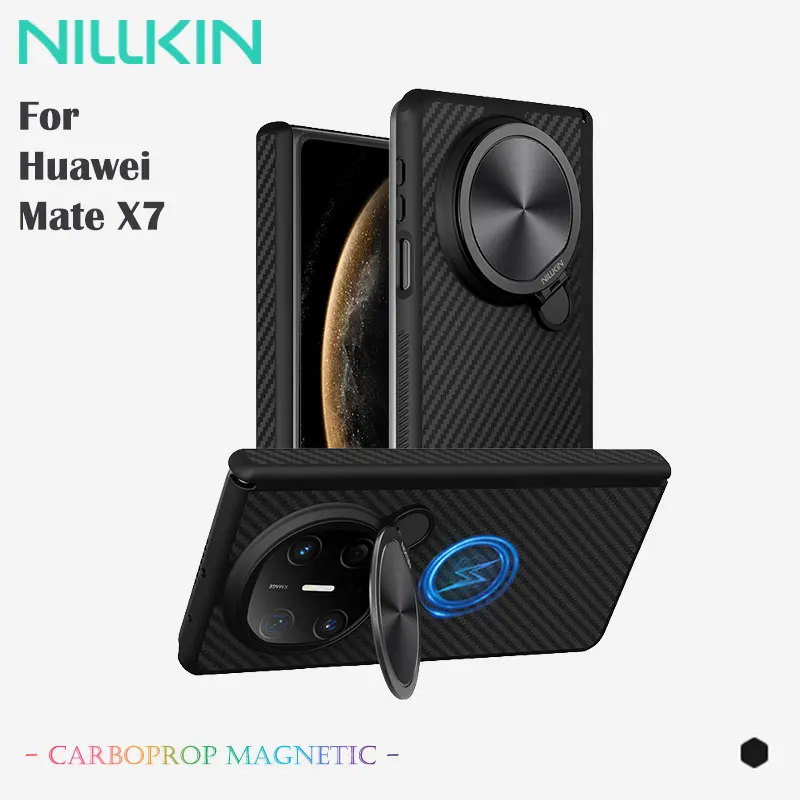 

Магнитный чехол NILLKIN CarboProp для Huawei Mate X6, ультратонкая броня из арамидного волокна с металлической подставкой, защита от падения в стиле милитари