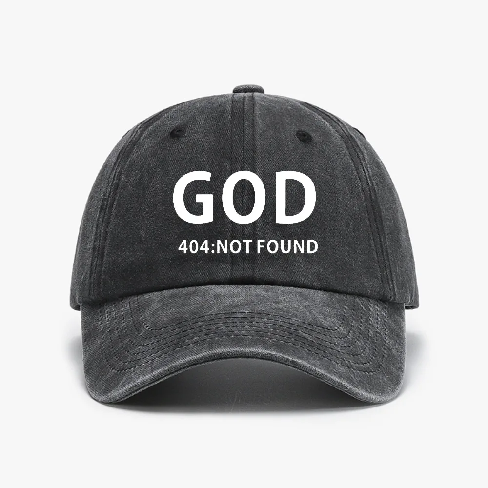 

GOD 404 NOT FOUND FUNNY humour Baseball Cap Vintage Soft top denim hat Summer Fashion Men women sun snapback hats