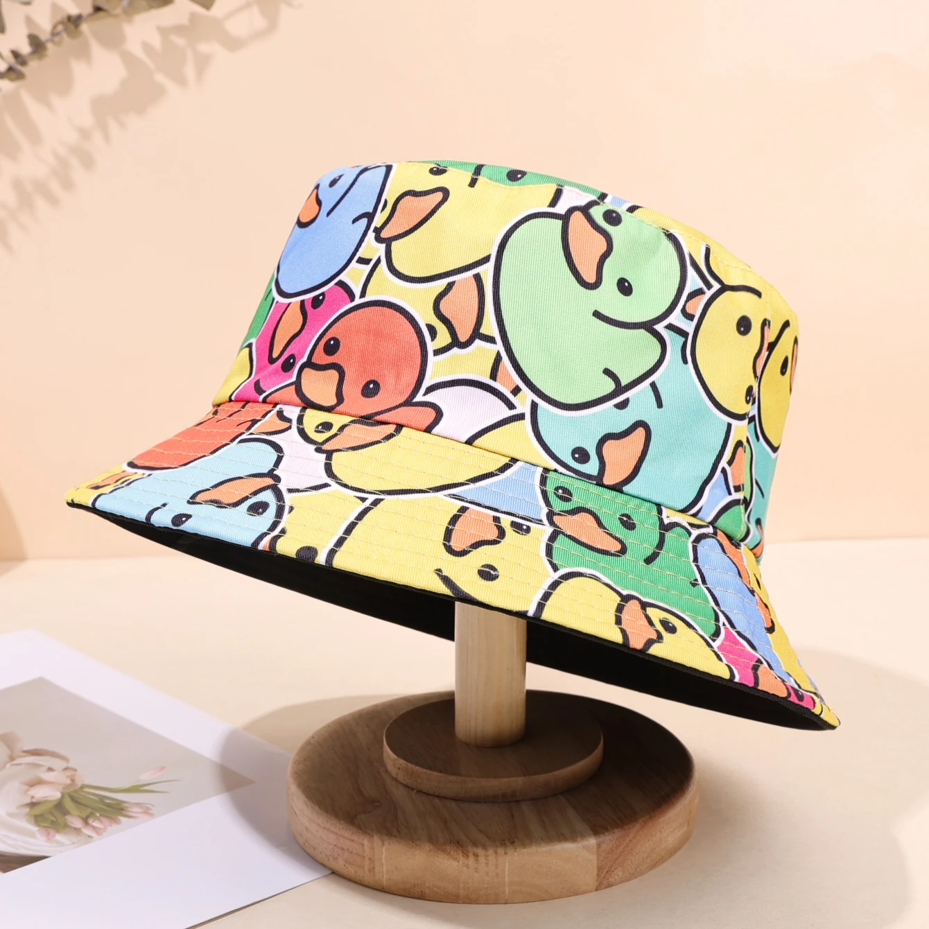 قبعة صياد السمك المظلة المطبوعة على شكل بطة صفراء كرتونية لطيفة للسفر في الربيع والصيف، قبعة حوض كاجوال للحماية من الشمس #4