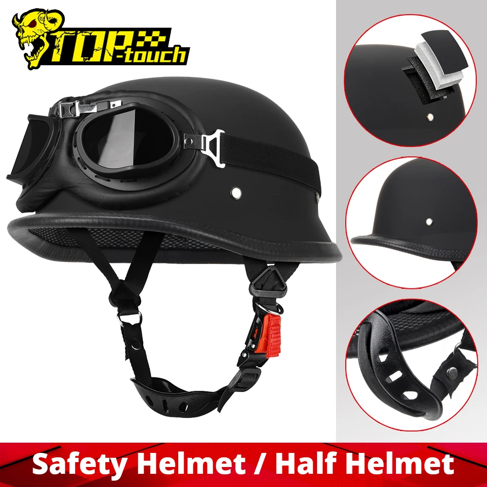 DOT Certification Motorcycle Half Helmet Anti-fall And Sun Cap Motorbike Helmet Vintage Fashion Moto Riding Safety Helmets S-2XL