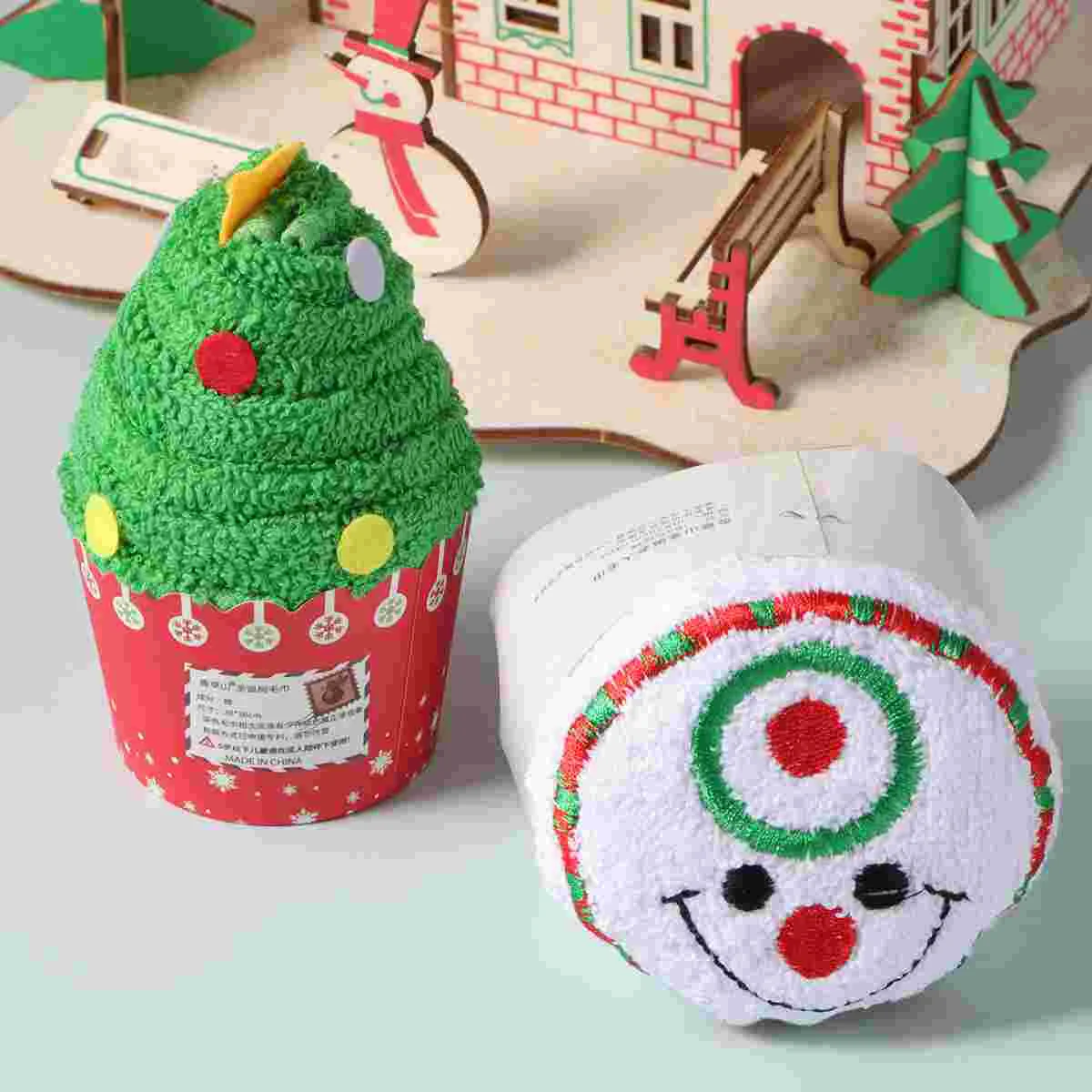 

2 Pcs Decorate Decorations Child Washcloths Dish Towels Christmas Fingertip Gifts