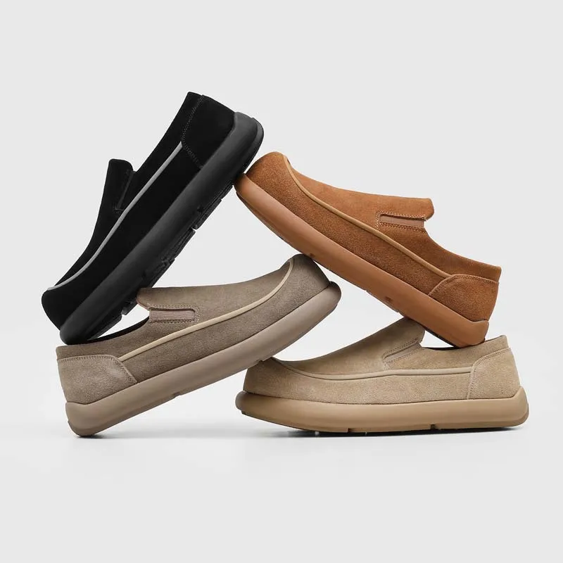 

Универсальные мужские повседневные туфли-лоферы на низкой платформе, из искусственной замши, удобная обувь для мужчин, на резиновой подошве, размеры 38-46