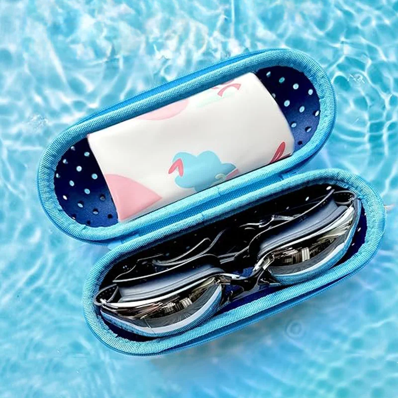 EVA-Weichbrillenetui zum Schutz von Schwimmbrillen, Schwimmausrüstung, atmungsaktiv, mit Drainageloch, tragbar, für alle Altersgruppen. – Detail 3