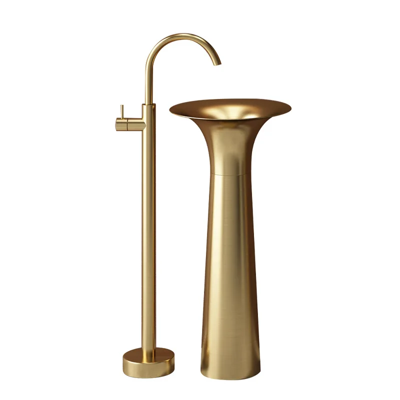 Stainless steel wash basin Column basin Floor-to-ceiling wash basin Hotel bathroom wash