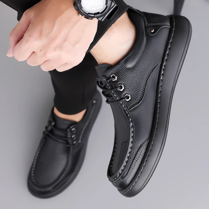 

Soft-sole Oxfords Shoes Lace Up Leather Men Casual Shoe Men Anti-slip Walking Shoes Fashion Man Sneakers Business Footwear