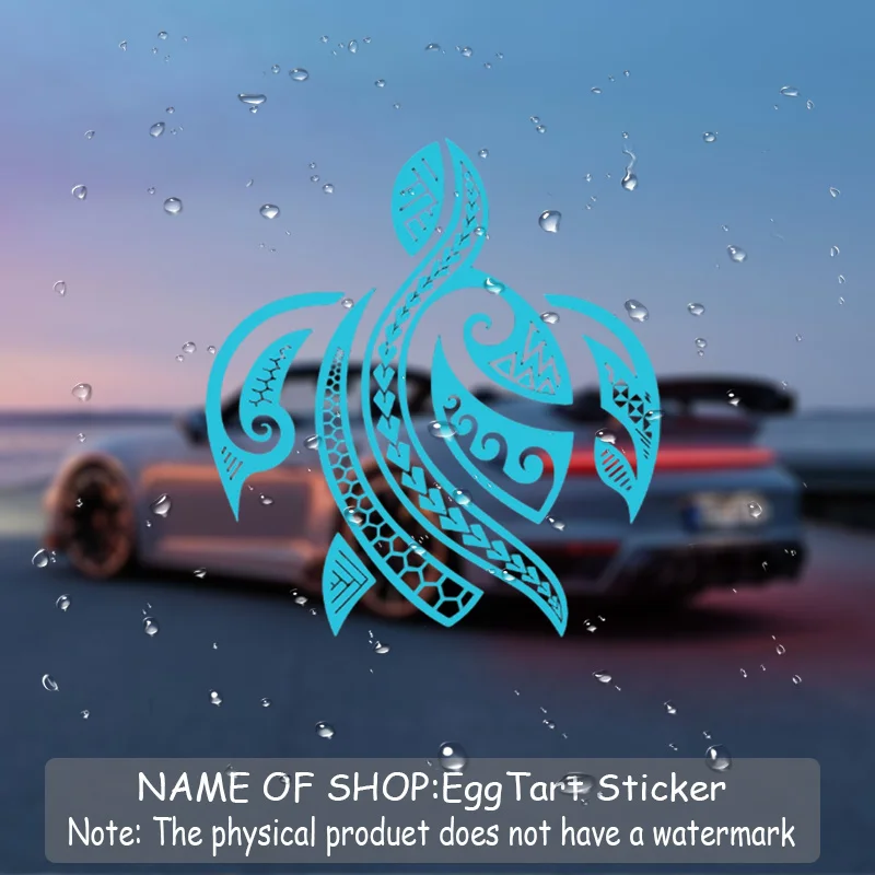 Tribal Turtle Waterproof UV Resistant Vinyl Stickers Minimalist Blue Sea Turtle Self Adhesive Decals For Car Window