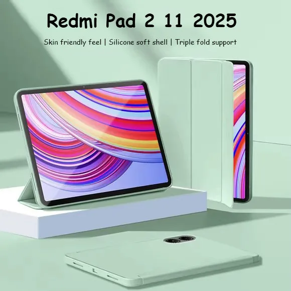 

Умный чехол из искусственной кожи для Xiaomi Redmi Pad 2 11 дюймов 2025 Мягкий силиконовый полный защитный чехол с автоматическим пробуждением и сна