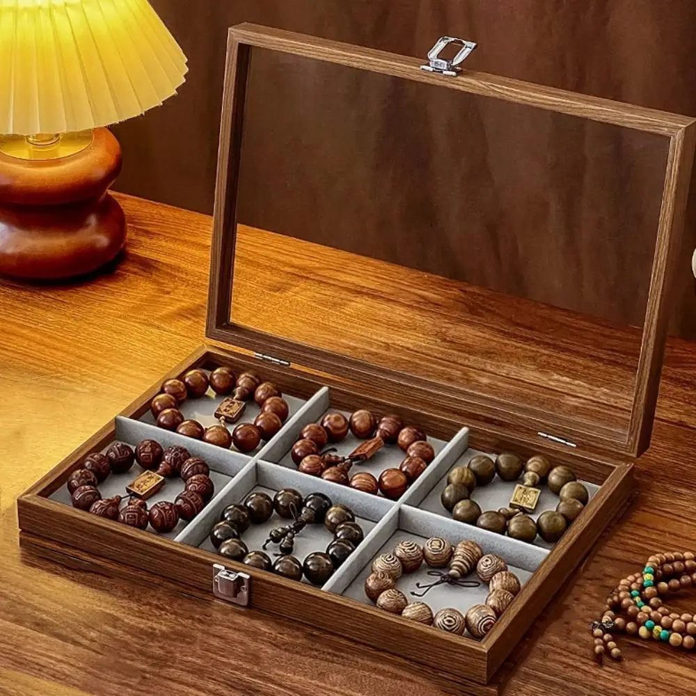

Velvet Wooden Jewelry Tray Dust-proof Large Capacity Jewelry Display Box Earrings Rings Organizer Jewelry Storage Box