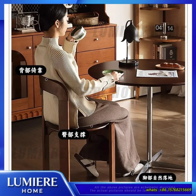 Vintage Style Stackable Dining Chair for Cafe Restaurant Home Use Solid Wood Retro Chinese Design Furniture