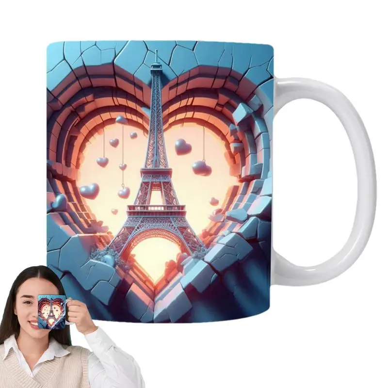 3D Paris Tower Coffee Mug Funny Coffee Cup Ceramic 3D Coffee Mug With Paris Tower Pattern Perfect For Milk Tea And Other