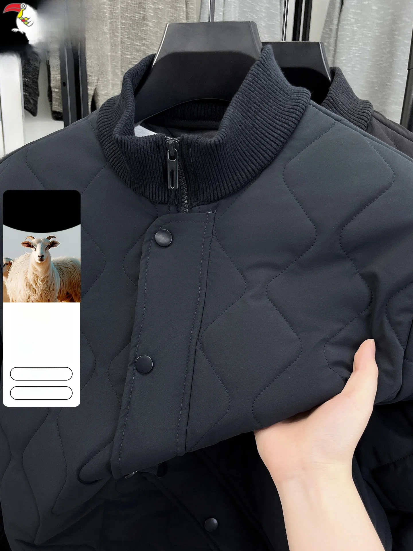 

Утепленная шерстяная хлопковая куртка для мужчин среднего и старшего возраста, зимняя верхняя одежда с воротником-стойкой, модная городская модель на молнии