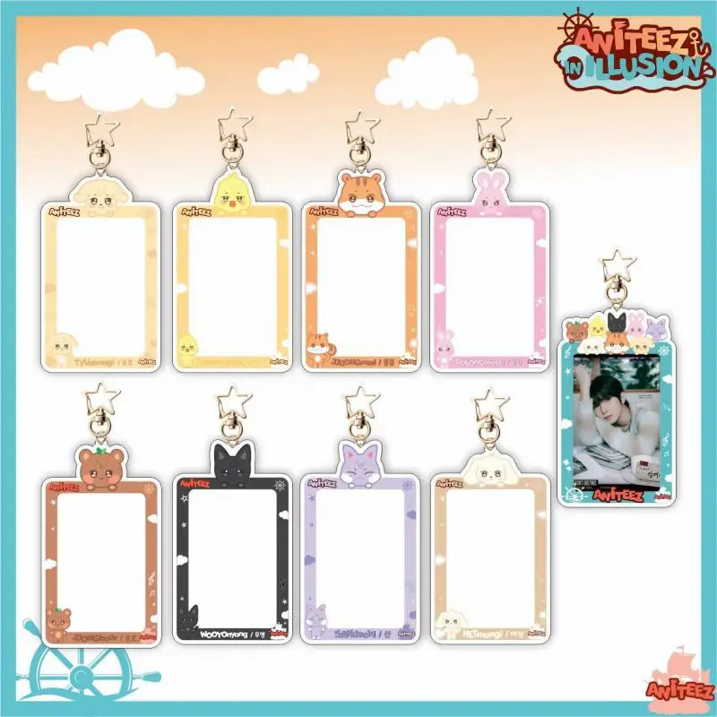 Card Holder Anime Keychain Kawaii Girl Portable School Bag Pendant Decorate Transparent Card Holder Accessories Surrounding Gift