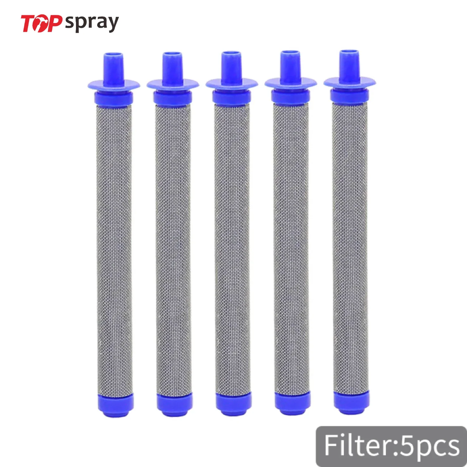 Topspray 5pcs Blue Airless Spray Gun Filters, 60 Mesh Replacement High Pressure Spraying Accessories