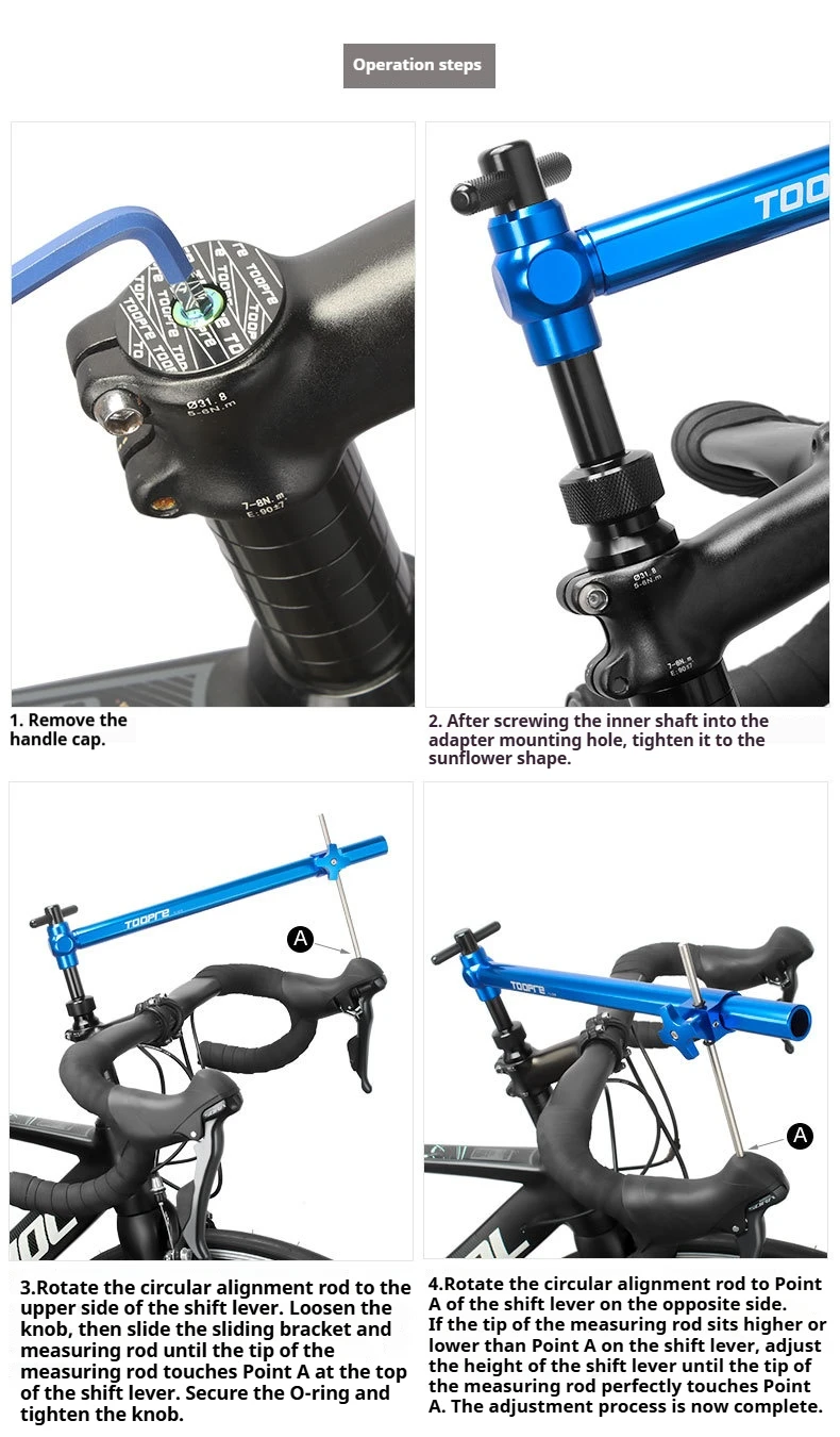 TOOPRE Rennrad-Schaltwerk-Ausrichtungswerkzeug Fahrrad-Schaltkopfhalterung Lenkerhöhen-Winkel Links-Rechts Symmetrischer Einsteller – Detail 12