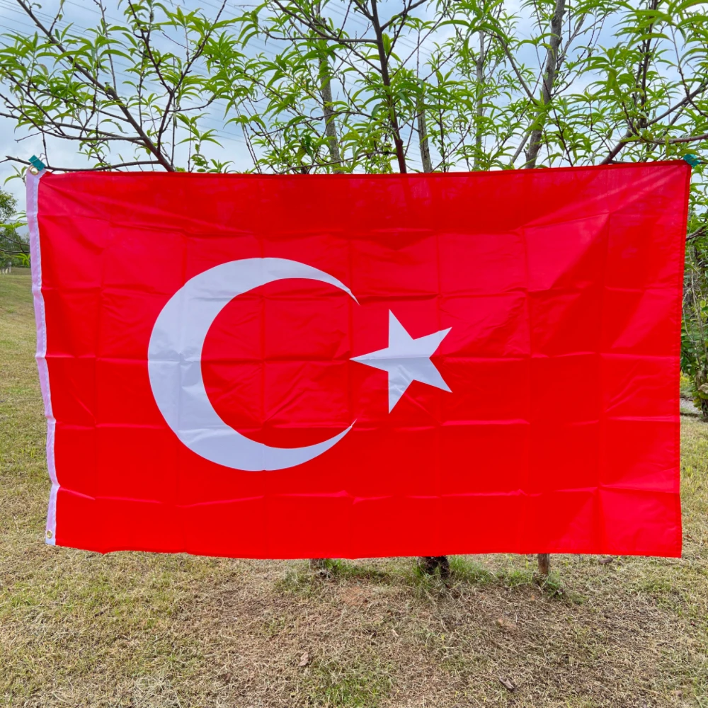 Turkey Flag 90x150CM Double permeable polyester hanging flag Tur Tr Turkey flag