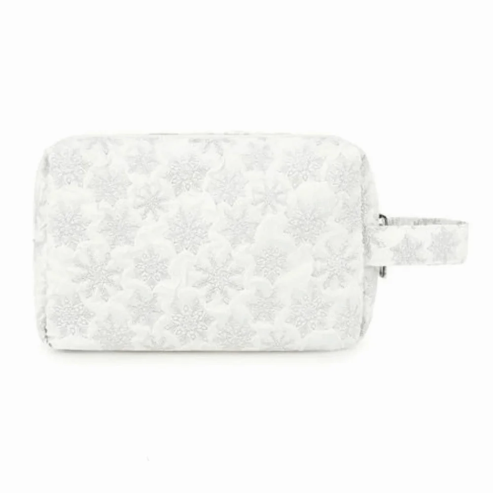 2-in-1 Baby Diapers Storage Pouch Flower Pattern Wide Opening Baby Toiletry Organizers with Handle Double Zippers