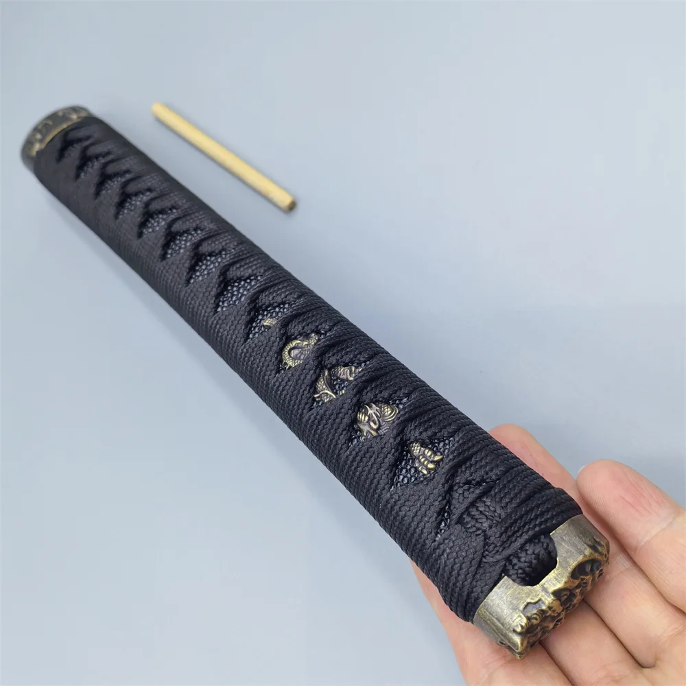 26CM TSUKA HANDLE ALLOY FUCHI MENUKI KASHIRA BLACK SILK ITO FITTINGS FOR JAPANESE SWORD SAMMURAI KATANA HILT PARTS NICE