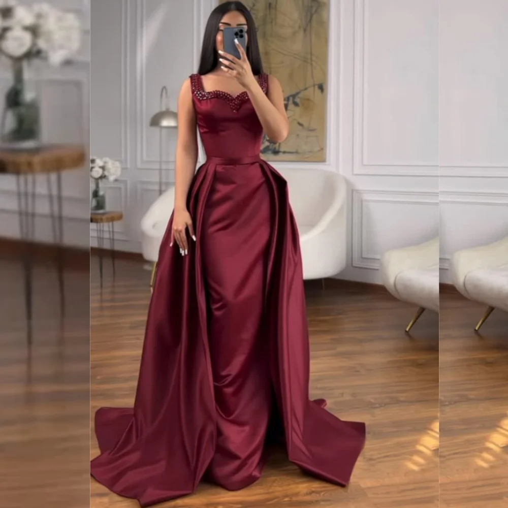 

Customized Elegant Exquisite Charmeuse Sequined Pleat A-line Sweetheart Long Dresses Bespoke Occasion Retro