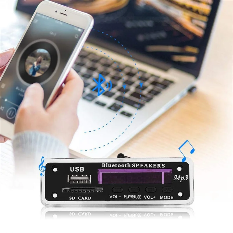 

Excellent-12V Bluetooth 5.0 Audio Decoder Board Mp3 Audio Module USB AUX SD FM Radio Decoder Board Module For Car Accessories Pa
