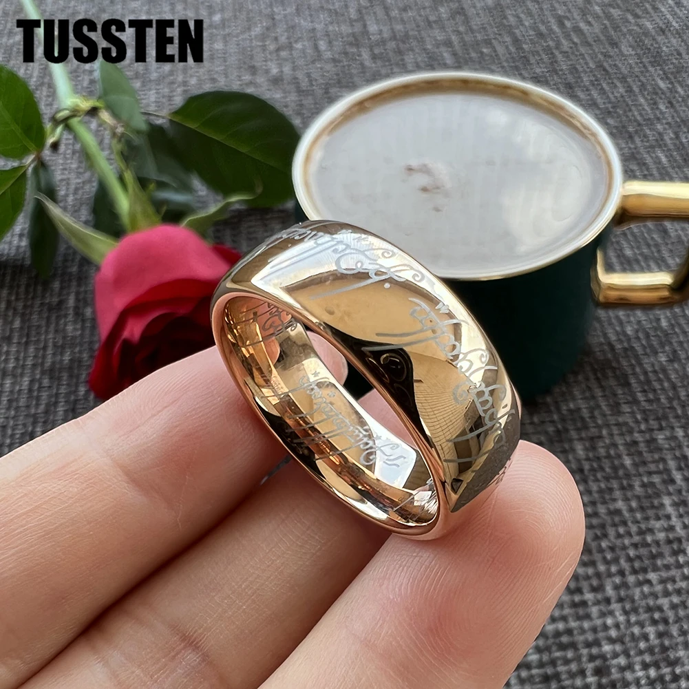 Dropshipping TUSSTEN 6/8MM Men Women Tungsten Wedding Band Laser Engraving Ring Domed Polished Great Workmanship Comfort Fit