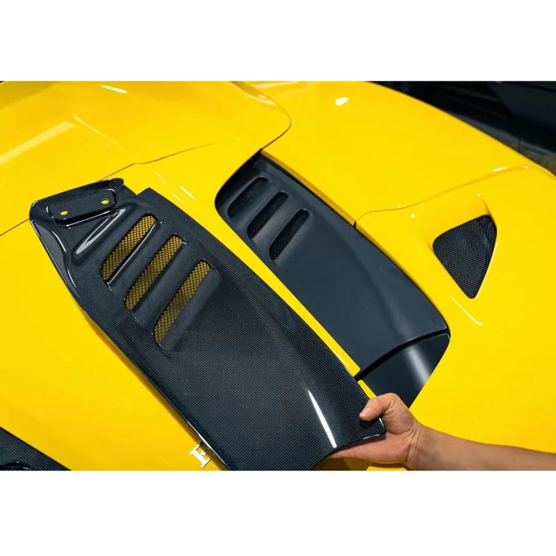 Car Exterior Accessories for F8 OEM Style Dry Carbon Fiber Rear Engine Cover Vents Bonnet Air Outlet for F8 Spider