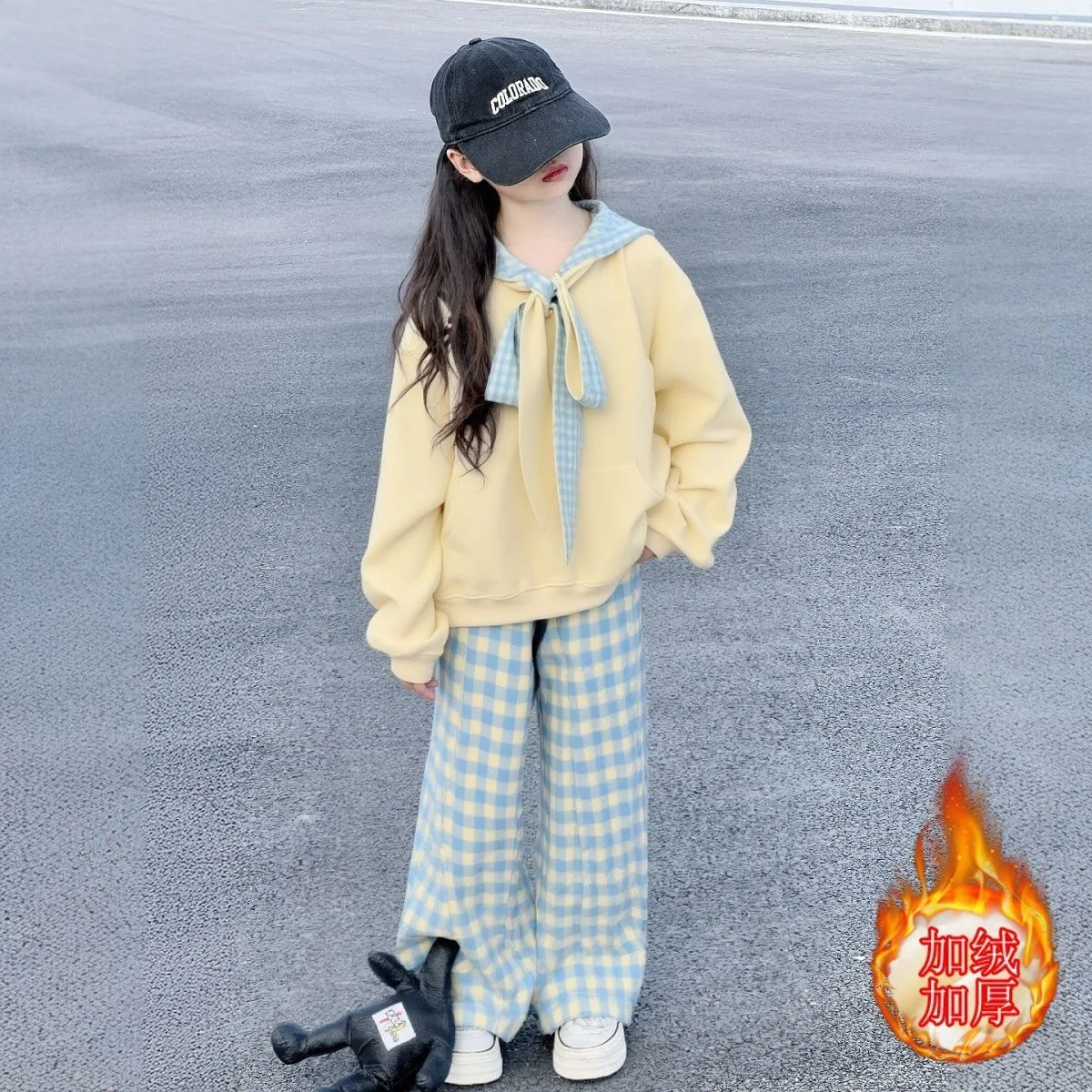 2026 Winter Korean Girls Full Integrated Fleece Inside Thick and Super Warm Loose Pullover Sweatshirt Loose Pullover Sweatshirt