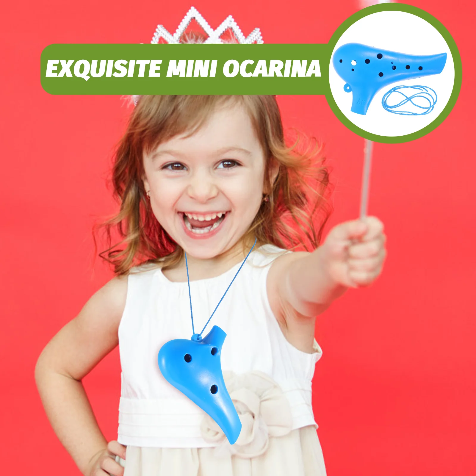 

12 Hole Ocarina ABS Portable Mini Musical Instrument for Kids Small Flute Beginner Compact Safe Lightweight Lanyard