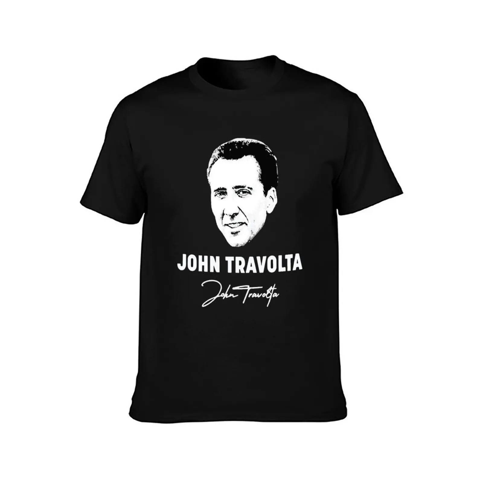 john travolta nicolas cage T-Shirt, Summer Casual Cotton Tee, Oversized Streetwear Tops, Vintage Graphic Print, Unisex Men Women