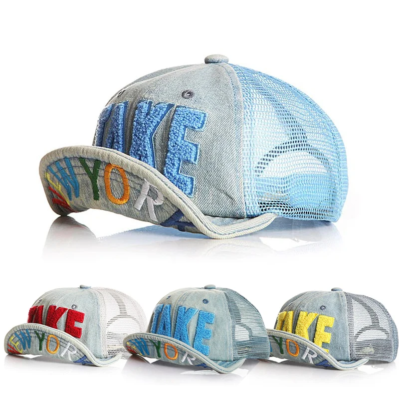 Denim Baby Summer Hat Mesh Kids Baseball Caps Adjustable Baby Sun Hats for Girls Boys Children Hip Hop Cap 2-6Y