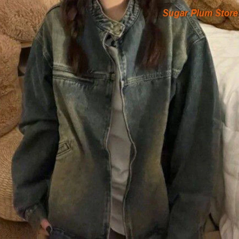 American Retro Washed Jeans Jacket Women's Spring and Autumn New Fashion Loose Joker Handsome Comfortable Leisure Trend Coat.