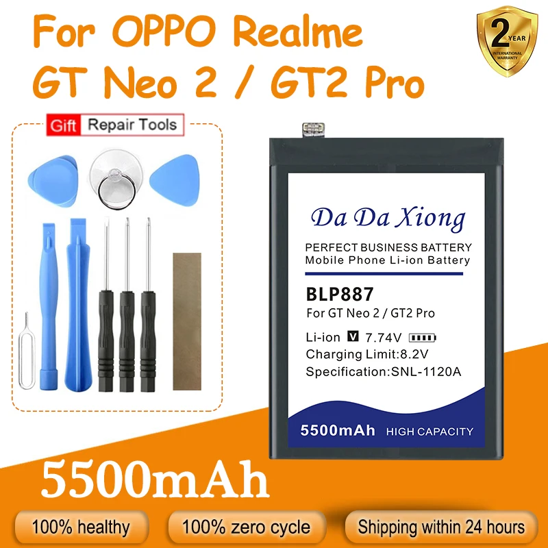 New High Quality BLP887 5500mAh Replacement Battery For OPPO Realme GT Neo 2 / GT2 Pro + Free Kit Tools