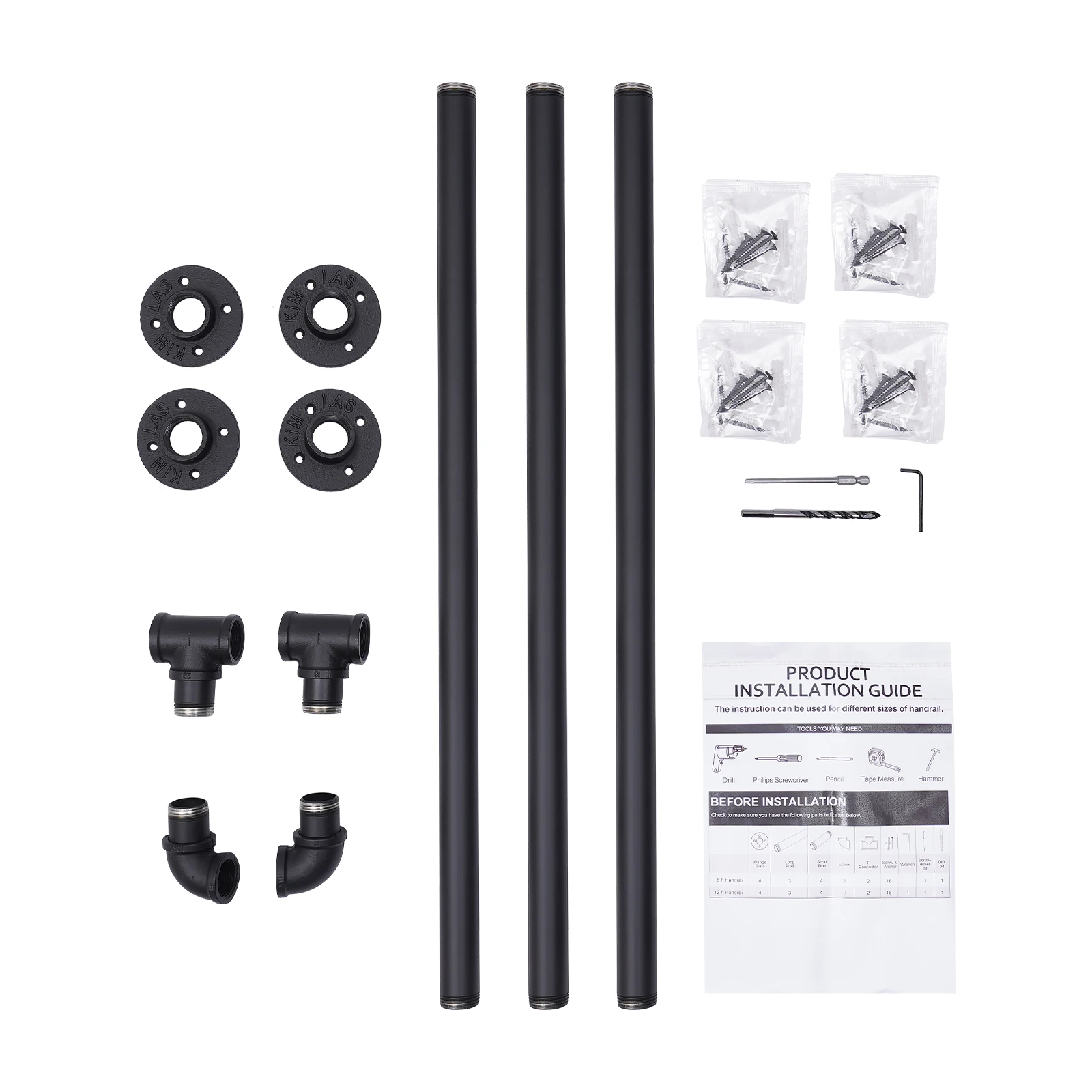 ราวจับ8FT 2.44ม. รางติดผนังราวบันไดพร้อมชุดติดตั้ง