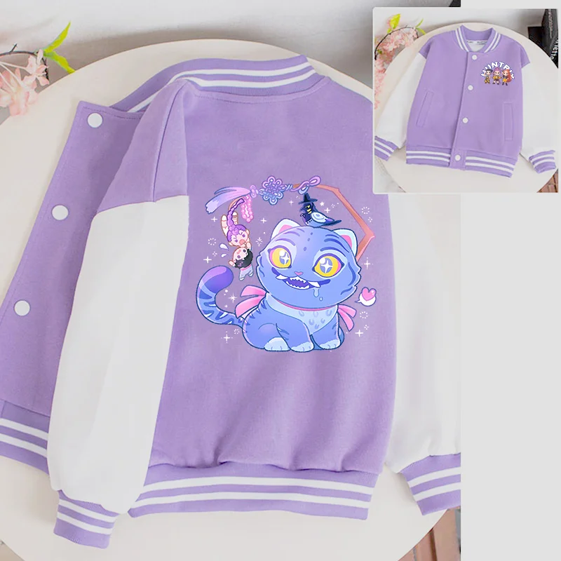 Chaqueta Demon Hunters Kpop para niñas, ropa de calle de Anime, chaquetas para niños, abrigo bonito de manga larga para otoño y primavera, ropa informal holgada
