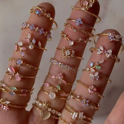 1pc New Y2K ins Cute Colorful Zircon Heart Flower Moon Butterfly For Women Girls Exquisite Fashion Jewelry Gifts