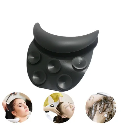 Hair shampoo basin silicone with suction cup pillow, shampoo bed sleeping pillow accessories U-shaped silicone punch pillow