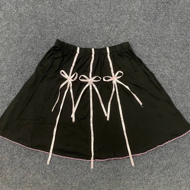 Summer patchwork personality Butterfly knot Mini Short Skirt Women Street Y2K Black Japanese Fashion Casual Women's Clothing