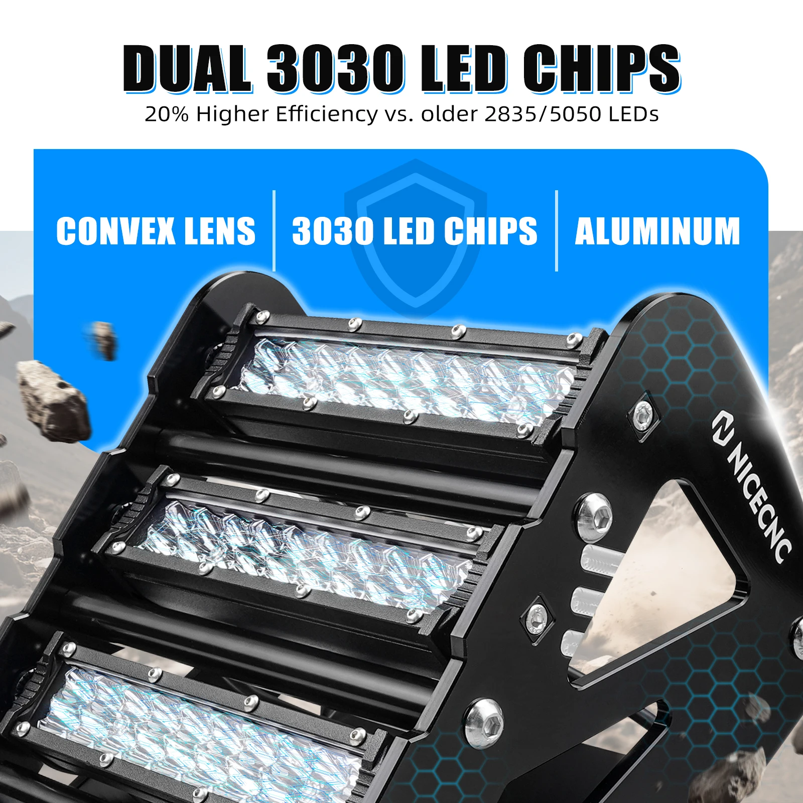 NICECNC For Raptor 700 ATV Front Bumper LED Lights Kit For Yamaha Raptor 700 700R 2013-2023 Waterproof 60W 2160 Lumens Aluminum