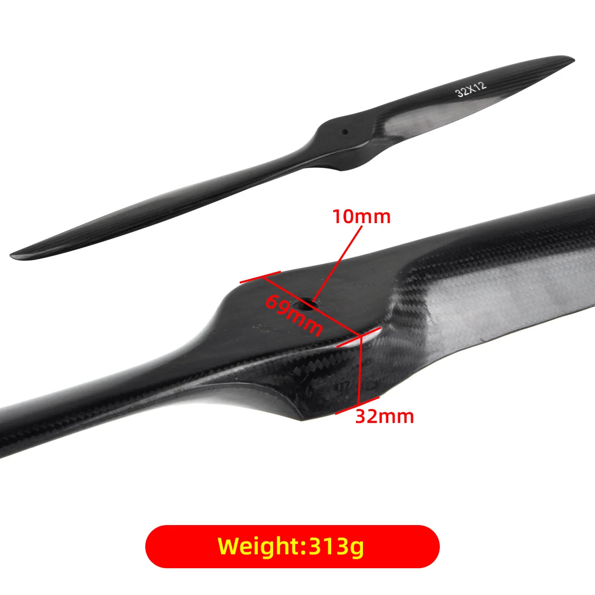 Carbon Fiber Propeller 24x9 27x10 28x10 32x12 for RC Gas Model Airplane image 3