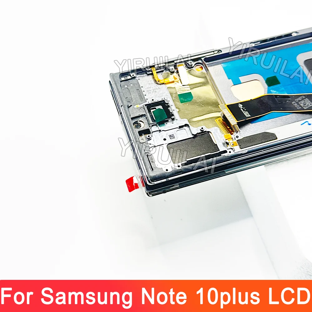 AMOLED TFT 노트 10 플러스 스크린, 삼성 노트 10 + LCD 디스플레이, 5G N976F 터치 스크린, 프레임 지지대 S 펜, 지문 포함