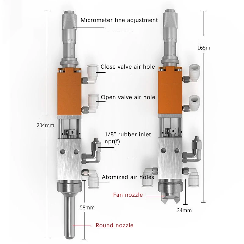 Spray Valve Dispensing Head Precision  Valve Atomization Valve Circular Fan Nozzle