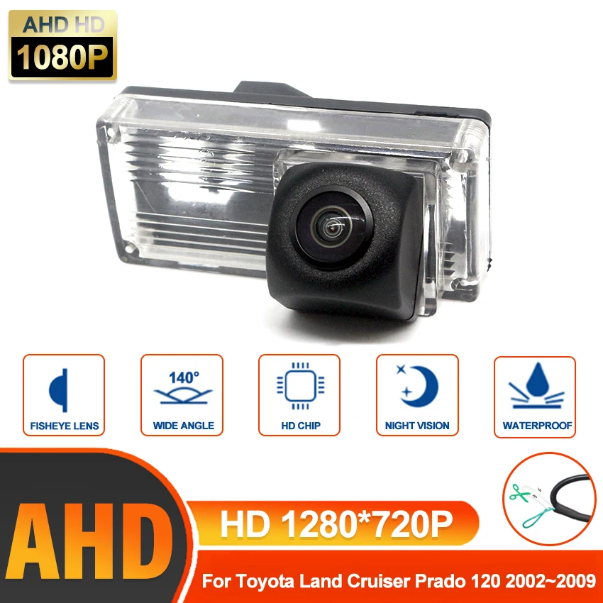 

140° HD 720P Car Rear View Camera For Toyota Land Cruiser Prado 120 2002~2007 2008 2009 Night Vision Reverse Reversing AHD