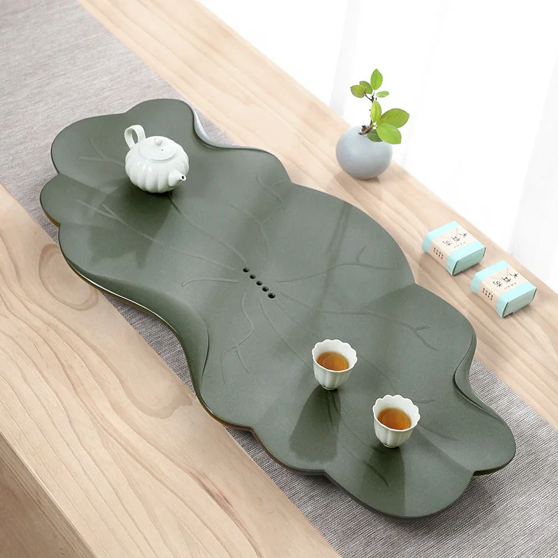

Stone Black Tea Tray Hospitality Irregular Living Room Kitchen Drainage Chinese Office Tea Tray Luxury Bandejas Home Products