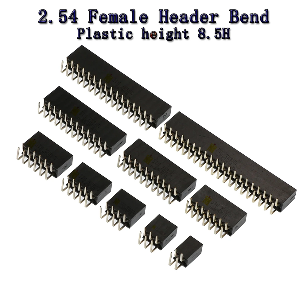 10PCS 2.54MM 피치 더블 행 직각 암 핀 헤더 H8.5 2X2/3/4/5/6/7/8/10/20/30/40PIN 스트립 커넥터 소켓